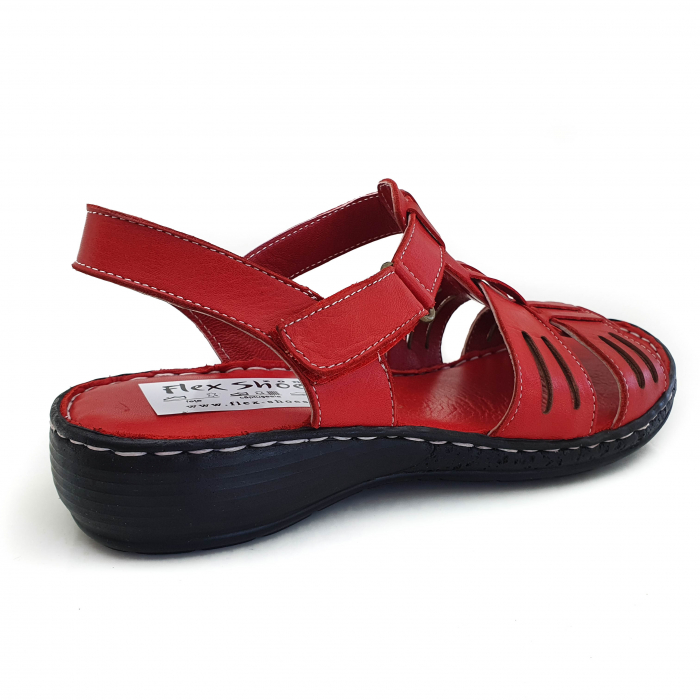 Sandale Damă Casual Confort Din Piele Naturală Roșie 6120 [3]