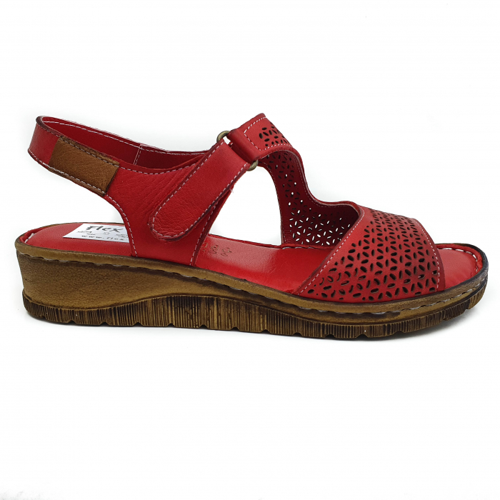 Sandale Damă Casual Confort Din Piele Naturală Roșie 6130 [2]