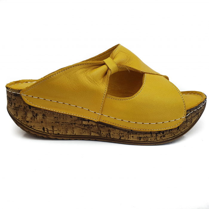 Sandale Damă Casual Confort Din Piele Naturală Galbenă 6149 [2]
