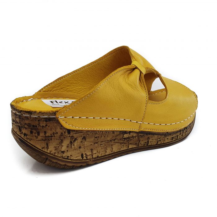 Sandale Damă Casual Confort Din Piele Naturală Galbenă 6149 [3]