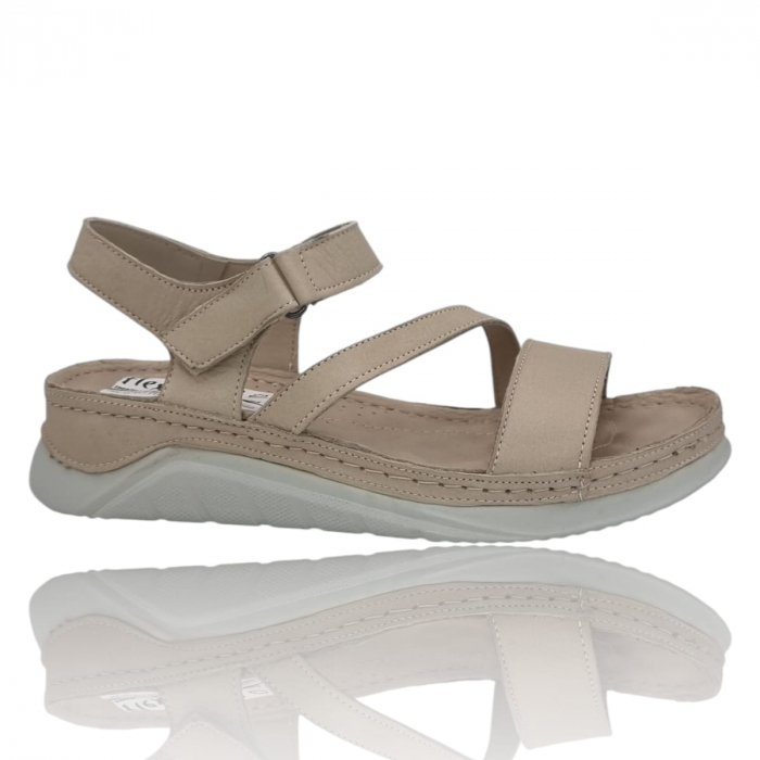 Sandale Damă Casual Confort Din Piele Naturală Crem 6344 [1]