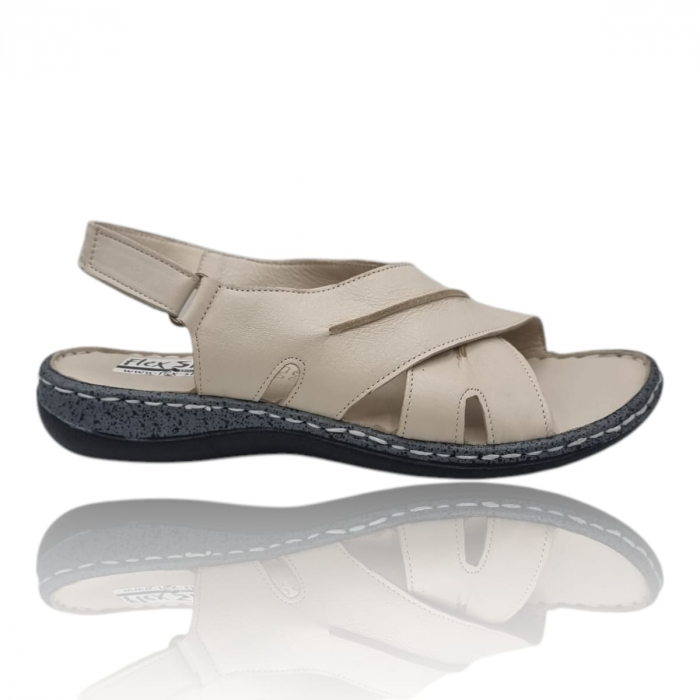 Sandale Damă Casual Confort Din Piele Naturală Crem 6362 [1]
