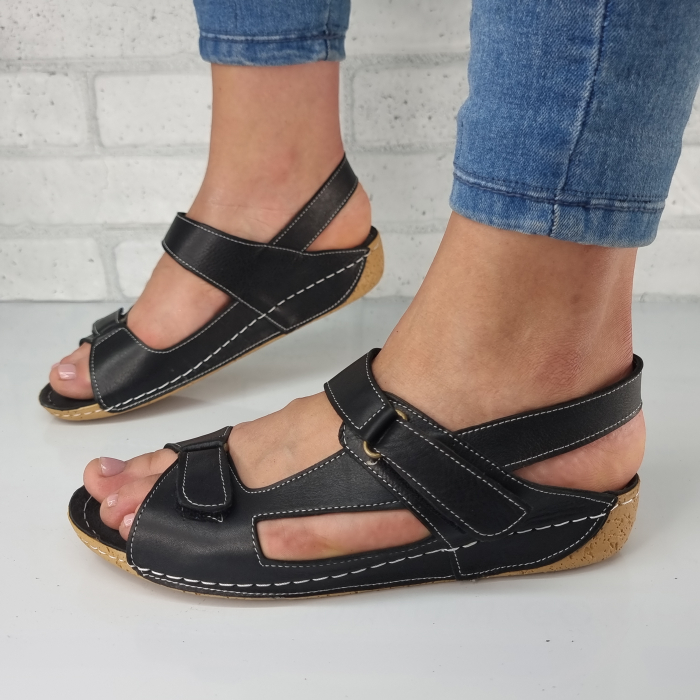 Sandale Damă Casual Confort Din Piele Naturală Neagră 6145 [2]