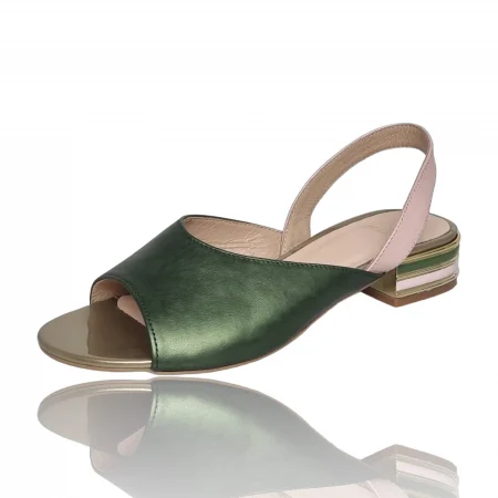 Sandale Damă Casual Confort Din Piele Naturală Nude Verde 13768 [4]
