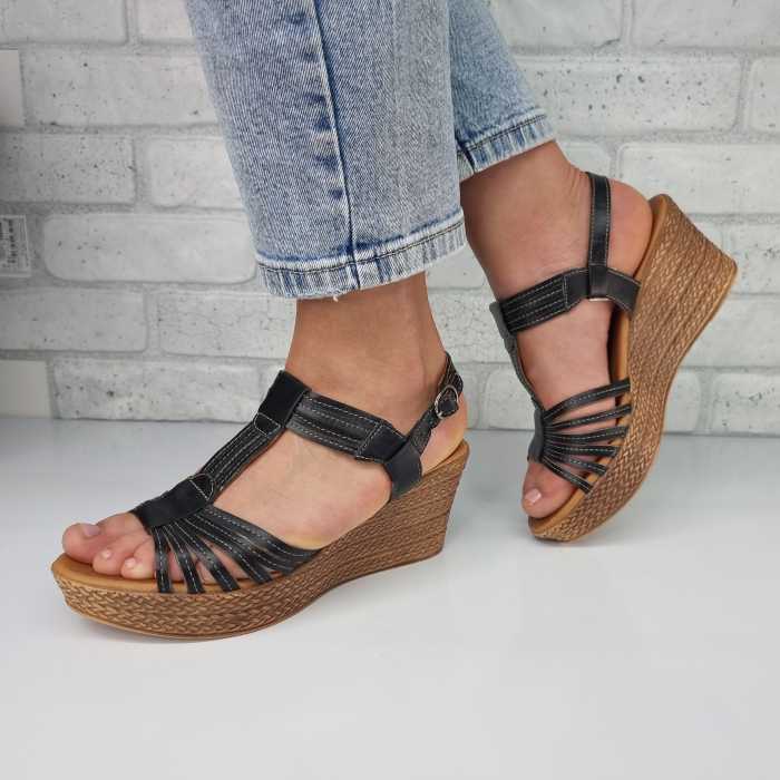 Sandale pentru femei, din piele naturala, culoare NEGRU, COD-1428 [3]