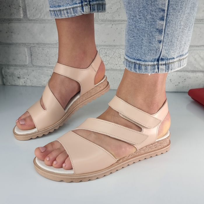 Sandale pentru femei, din piele naturala, culoare NUDE, COD-1423 [3]