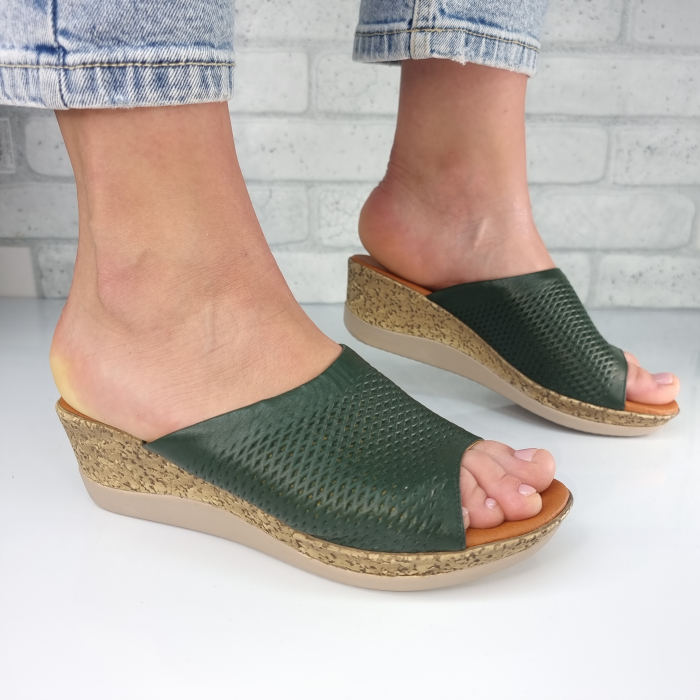 Sandale pentru femei, din piele naturala, culoare VERDE , COD-1447 [2]