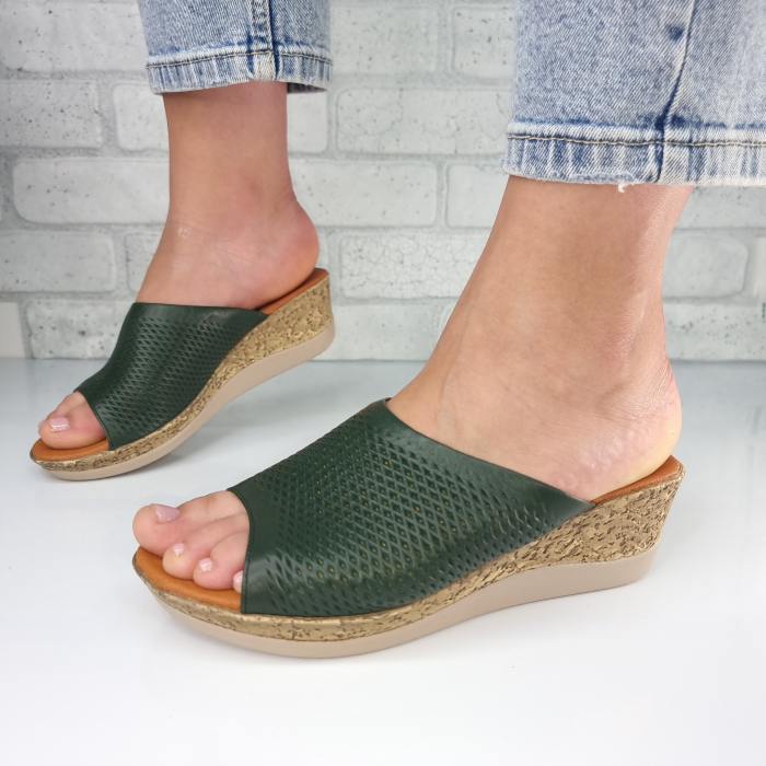 Sandale pentru femei, din piele naturala, culoare VERDE , COD-1447 [3]