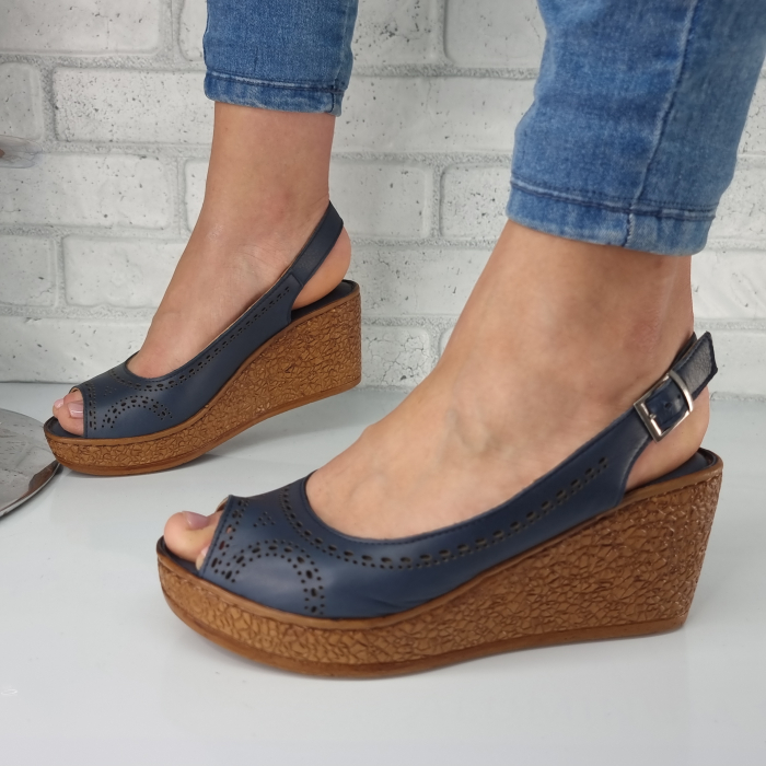 Sandale pentru femei, din piele naturala, culoare BLU , COD-1445 [2]