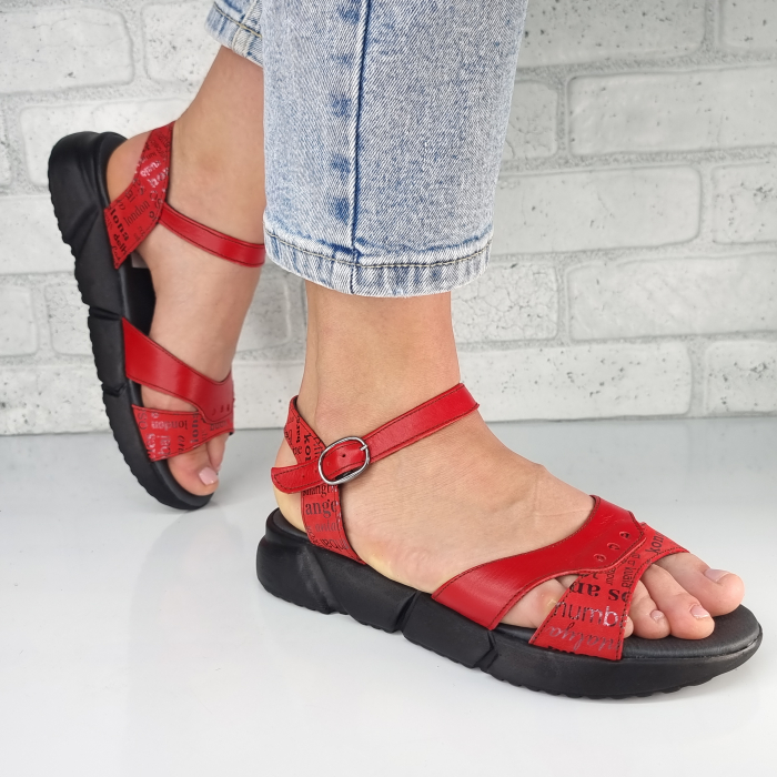 Sandale pentru femei, din piele naturala, culoare ROSU, COD-1430 [2]