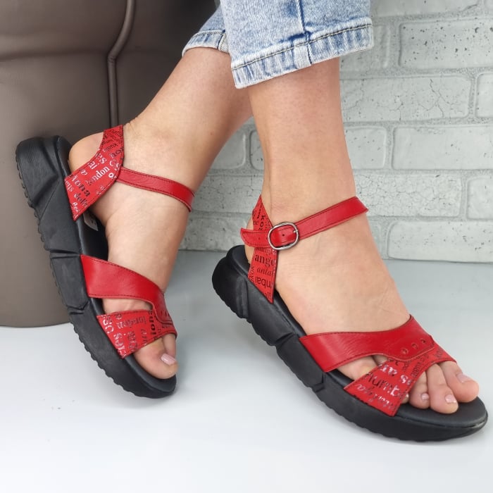 Sandale pentru femei, din piele naturala, culoare ROSU, COD-1430 [1]