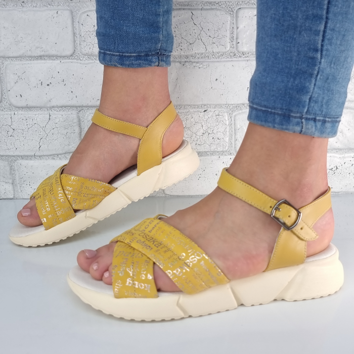 Sandale Damă Din Piele Naturală Galbenă 6168 [3]