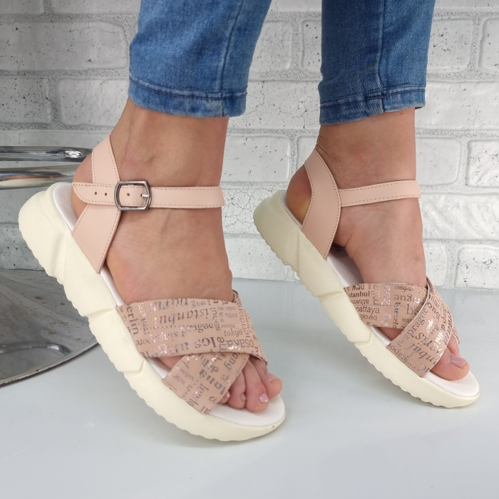 Sandale pentru femei, din piele naturala, culoare NUD, COD-1435 [1]