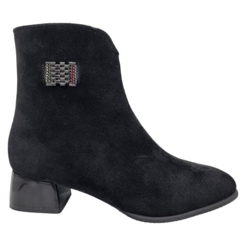 Ghete Damă Elegante Din Piele Naturală Neagră Velur 9572 [7]
