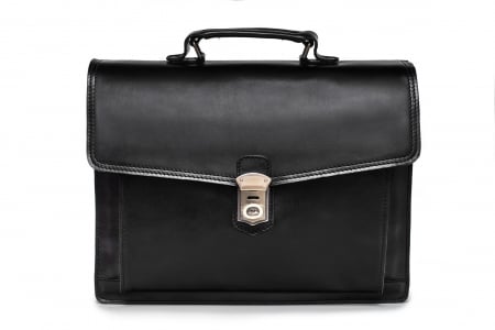 Barbati - Servietă Bărbați Din Piele Naturală Neagră 440