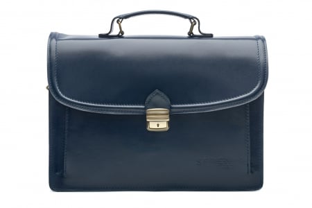 Barbati - Servietă Bărbați Din Piele Naturală Blue 445