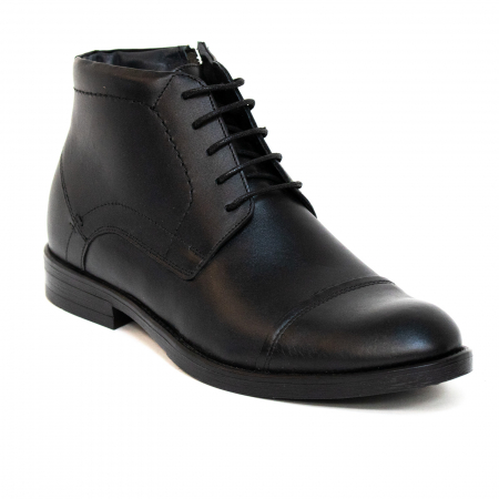 Ghete Casual Pentru Barbati - Ghete Bărbați Elegante Din Piele Naturală De Culoare Neagră 517