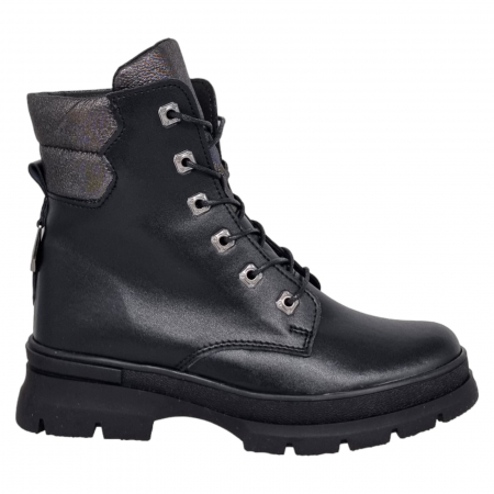 Ghete Casual Pentru Femei - Ghete Damă Casual Din Piele Naturală Neagra 8646