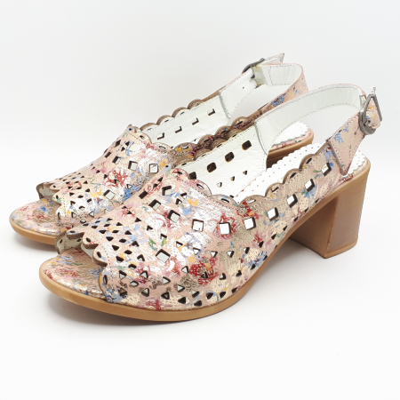 Sandale Damă Din Piele Naturală Nude Floral 6100 [2]