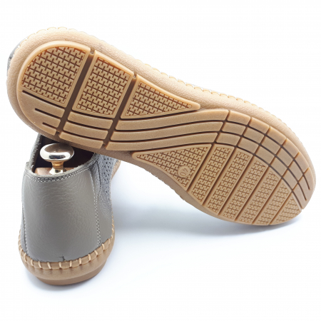 Pantofi Bărbați Din Piele Naturală Perforată Gri 6513 [3]