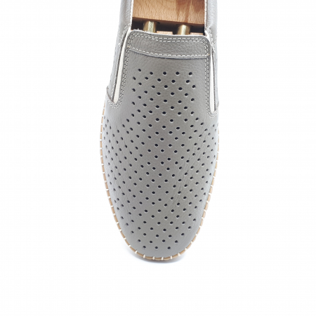 Pantofi Bărbați Din Piele Naturală Perforată Gri Nisip 271 [4]