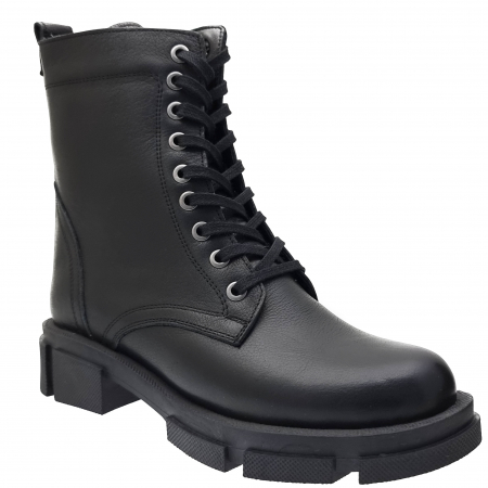 Ghete Casual Pentru Femei - Ghete Damă Casual Din Piele Naturală Neagră 8569