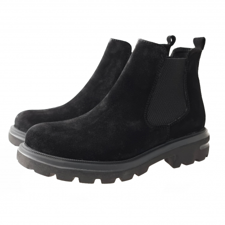 Ghete Damă Casual Din Piele Velur Naturală Neagră Vel 8589 [2]