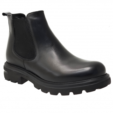Ghete Casual Pentru Femei - Ghete Damă Casual Din Piele Naturală Neagră 8590