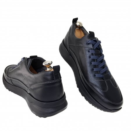 Pantofi sport barbati din piele naturala NEGRU  COD-1215 [2]