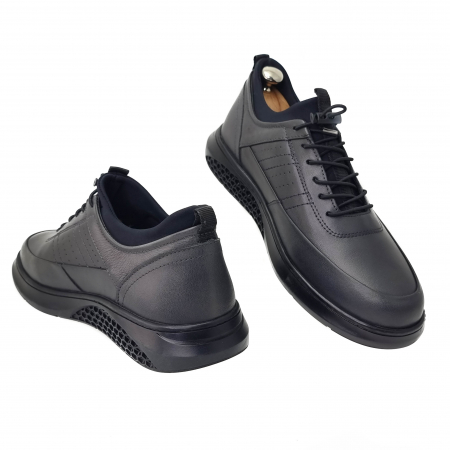 Pantofi sport din piele naturala pentru barbati GRI COD-1233 [2]