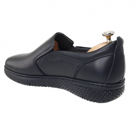 Pantofi Bărbați Casual Din Piele Naturală Perforată Neagră 1245 [2]