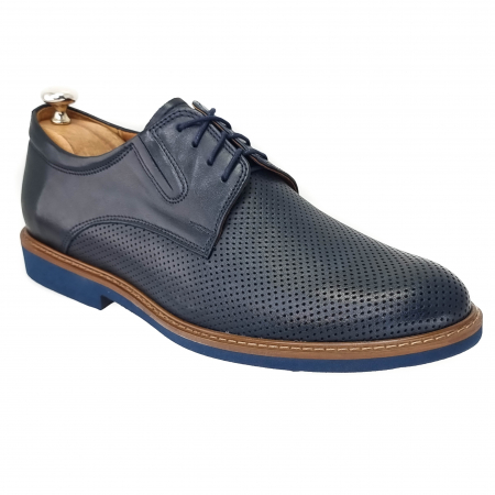 Pantofi Casual Pentru Barbati - Pantofi Bărbați Casual Din Piele Naturală Blue 1251