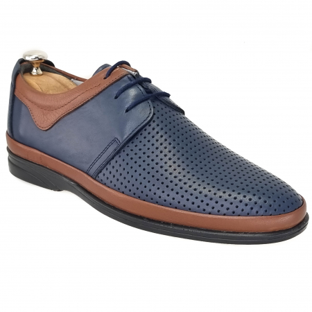 Pantofi casual din piele naturala pentru barbati BLUE-MARO COD-1253 [0]
