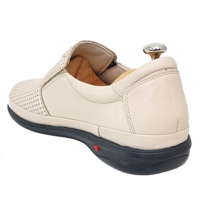 Pantofi Bărbați Din Piele Naturală Perforată Crem 1267 [3]