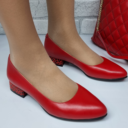 Pantofi Damă Eleganți Din Piele Naturală Roșie  3056 [1]