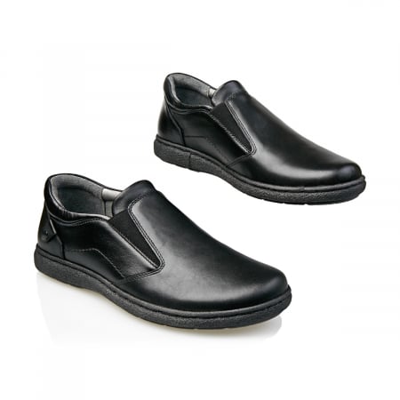Pantofi Bărbați Casual Confort Din Piele Naturală Neagră 348 [3]