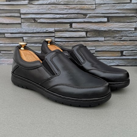 Pantofi Casual Pentru Barbati - Pantofi Bărbați Casual Confort Din Piele Naturală Neagră 341