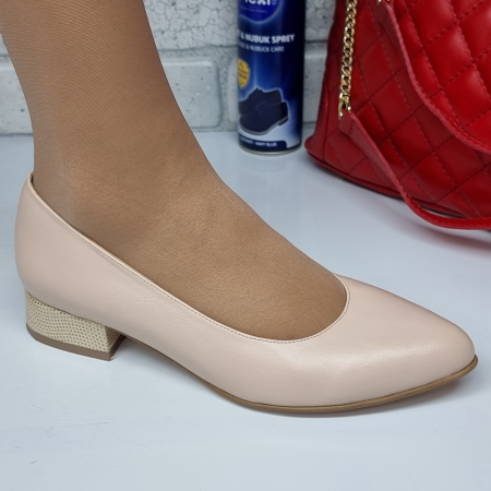 Pantofi Eleganti Pentru Femei - Pantofi Damă Eleganți Din Piele Naturală Nude  3065