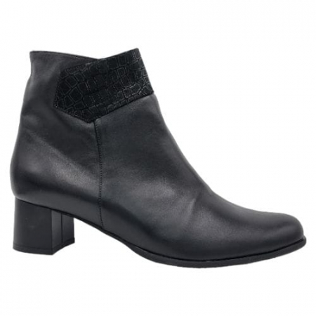 Ghete Elegante Pentru Femei - Ghete Damă Elegante Din Piele Naturală Neagră 9609