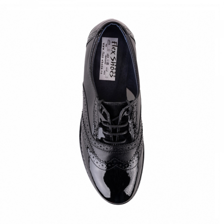 Pantofi Damă Casual Confort Din Piele Lăcuită Neagră 5002 [3]