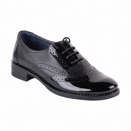 Femei - Pantofi Damă Casual Confort Din Piele Lăcuită Neagră 5002