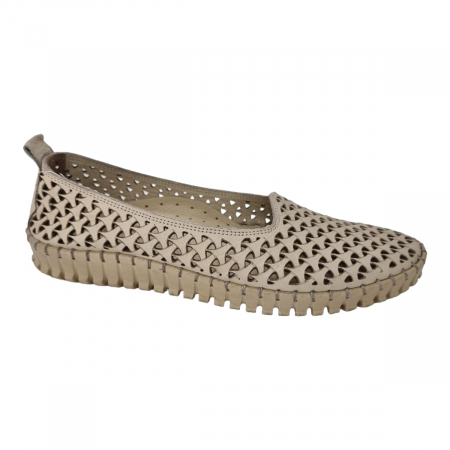 Pantofi Eleganti Pentru Femei - Balerine Damă Din Piele Naturală Bej  8047