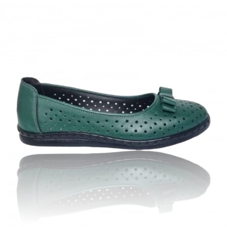 Balerini Pentru Femei - Balerini Damă Din Piele Naturală Verde 8052