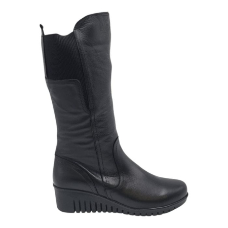 Cizme Lungi Pentru Femei - Cizme Damă Lungi Din Piele Naturală Neagră 9031