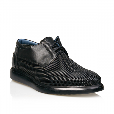 Barbati - Pantofi Bărbați Casual Confort Din Piele Naturală Neagră 376