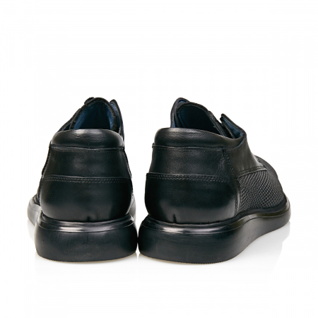 Pantofi Bărbați Casual Confort Din Piele Naturală Neagră 376 [3]
