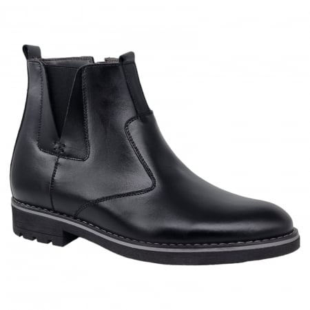 Ghete Casual Pentru Barbati - Ghete Bărbați  Din Piele Naturală De Culoare Neagră 540
