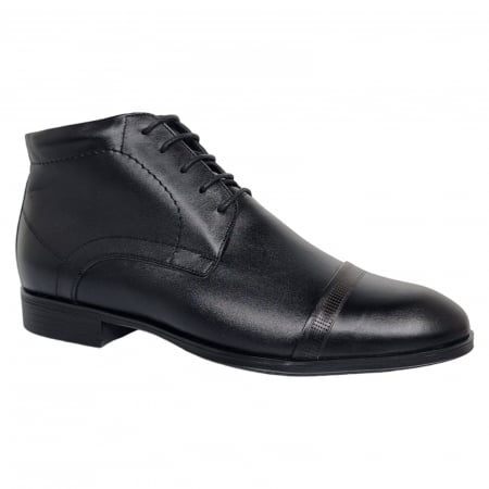 Ghete Casual Pentru Barbati - Ghete Bărbați Elegante Din Piele Naturală De Culoare Neagră 554