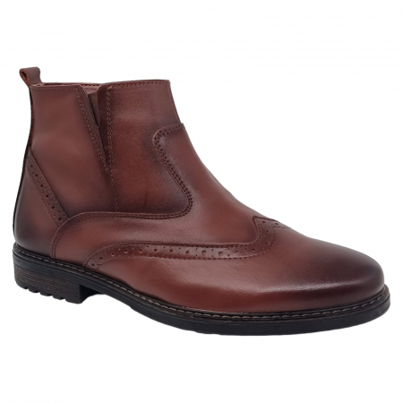 Ghete Casual Pentru Barbati - Ghete Bărbați Elegante Din Piele Naturală De Culoare Maro 555