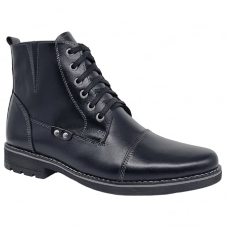 Ghete Casual Pentru Barbati - Ghete Bărbați  Din Piele Naturală De Culoare Neagră 548